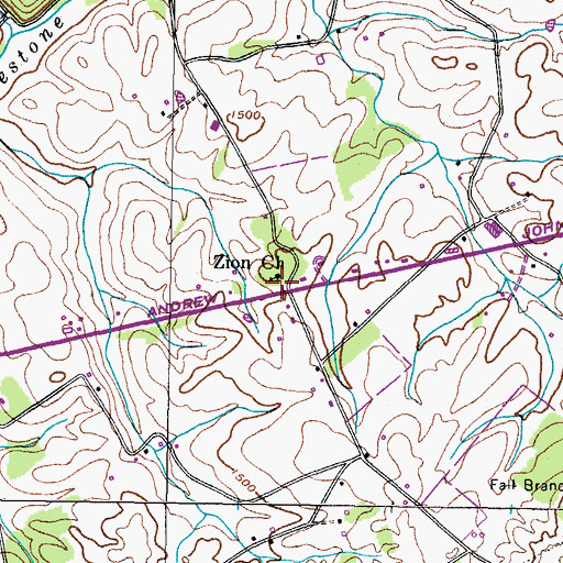 Topographic Map of Luther Zion Cemetery, TN