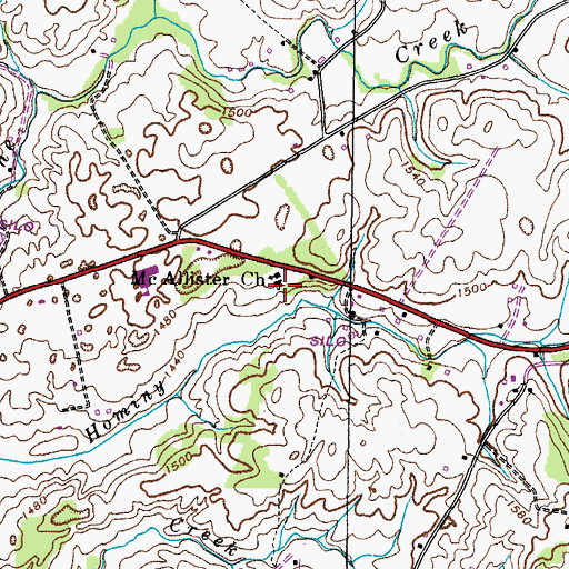 Topographic Map of McAllister Cemetery, TN