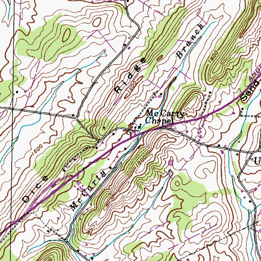 Topographic Map of McCarty Cemetery, TN