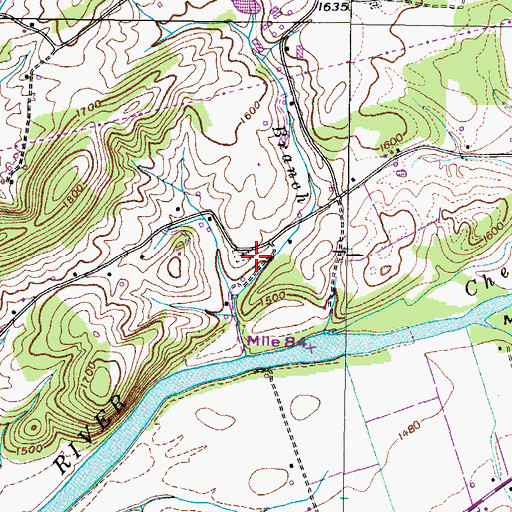 Topographic Map of Mount Lebanon Presbyterian Church (historical), TN