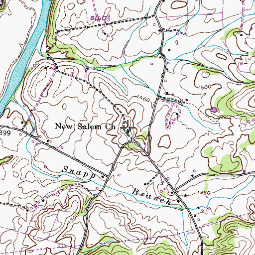 Topographic Map of New Salem Cemetery, TN