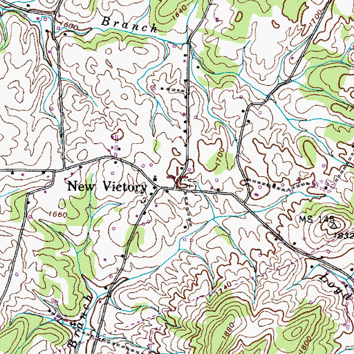 Topographic Map of New Victory Baptist Church, TN