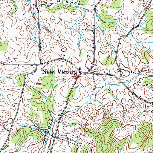 Topographic Map of New Victory Cemetery, TN