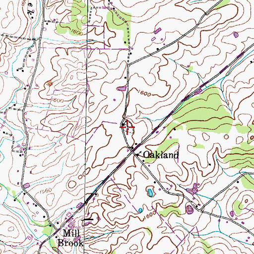 Topographic Map of Oakland Cemetery, TN