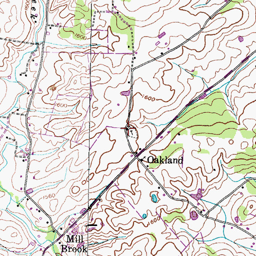 Topographic Map of Oakland Cumberland Presbyterian Church, TN