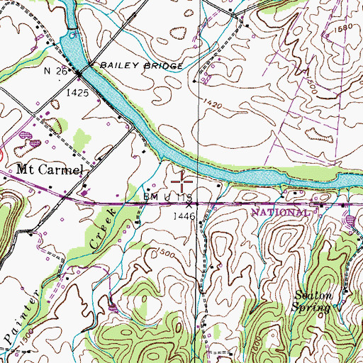 Topographic Map of Painter Cemetery, TN