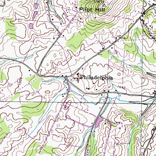 Topographic Map of Philadelphia Cumberland Presbyterian Church, TN