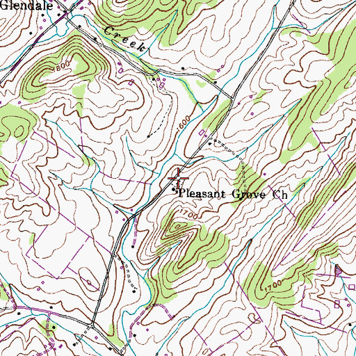 Topographic Map of Pleasant Grove Cemetery, TN