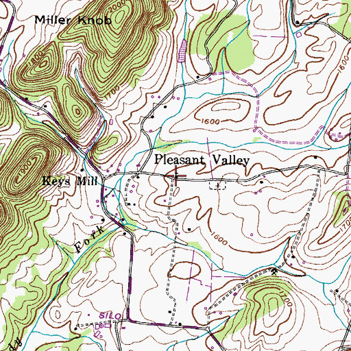 Topographic Map of Pleasant Valley Church of the Brethren, TN