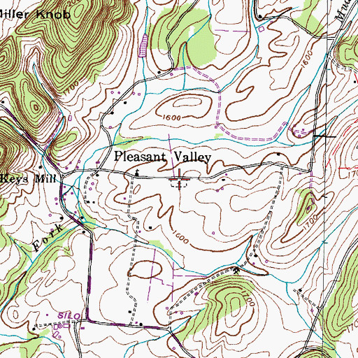 Topographic Map of Pleasant Valley Cemetery, TN