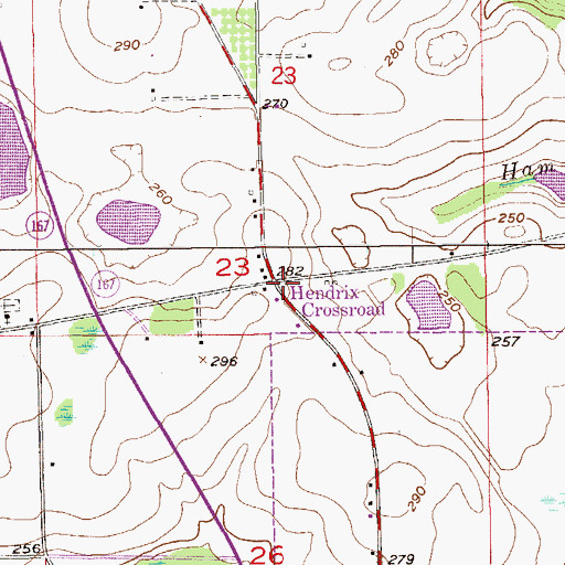 Topographic Map of Hendrix Crossroad, AL