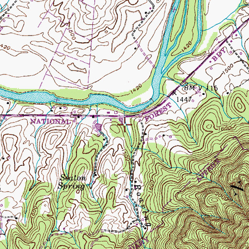 Topographic Map of Seaton Cemetery, TN