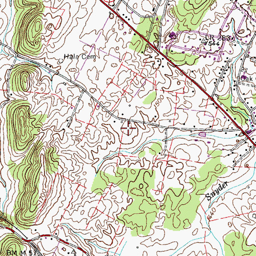 Topographic Map of Snyder Memory Gardens, TN