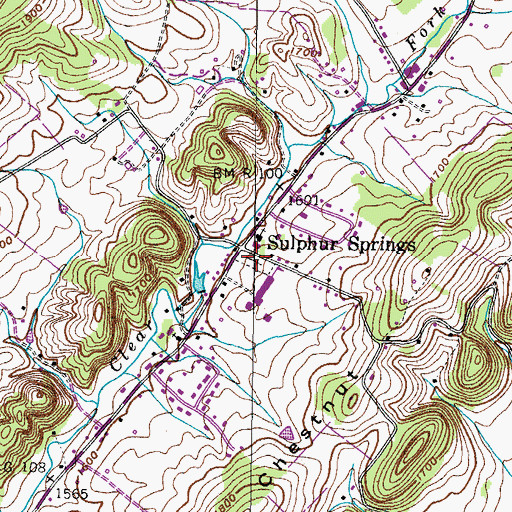 Topographic Map of Sulphur Springs Cemetery, TN