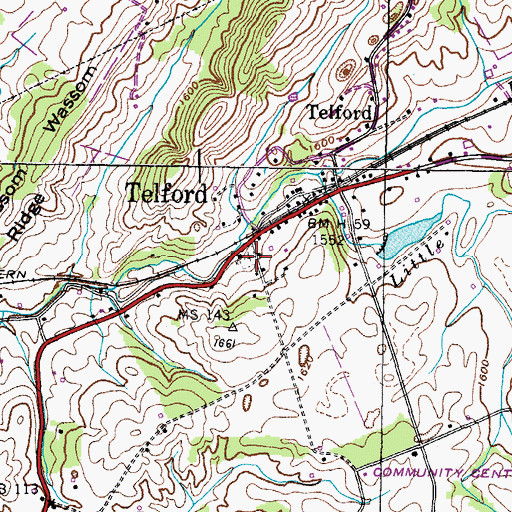 Topographic Map of Telford Cemetery, TN