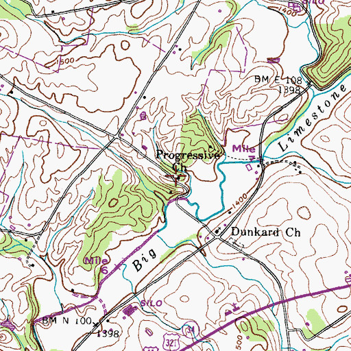 Topographic Map of Vernon Cemetery, TN