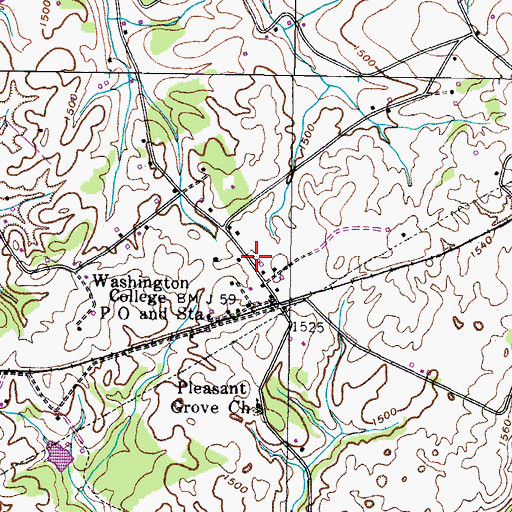 Topographic Map of Washington College Cemetery, TN