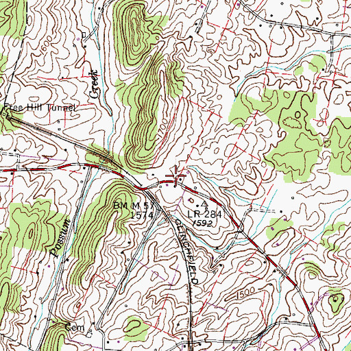 Topographic Map of Weyland Cemetery, TN