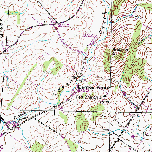 Topographic Map of Wiley Cemetery, TN