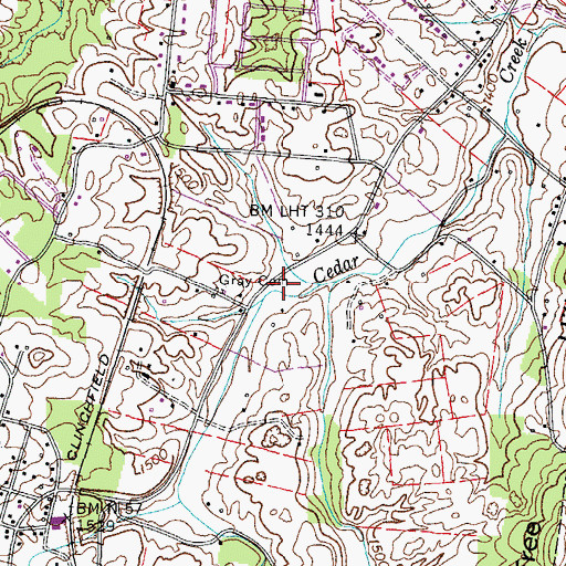 Topographic Map of Wine Cemetery, TN