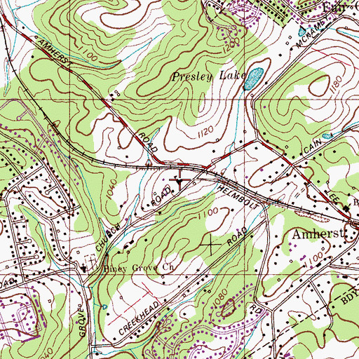 Topographic Map of Amherst School, TN