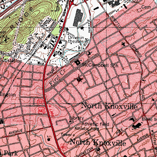 Topographic Map of Arlington Baptist Church, TN