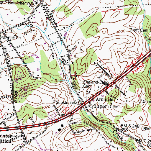 Topographic Map of Arminda School, TN