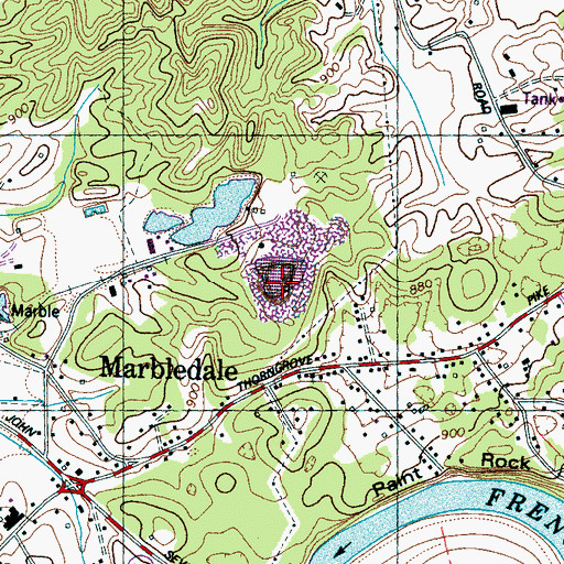 Topographic Map of Asbury Quarry, TN