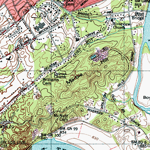 Topographic Map of Atlas Quarry, TN