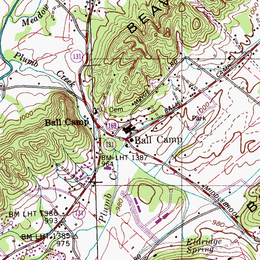 Topographic Map of Ball Camp Elementary School, TN