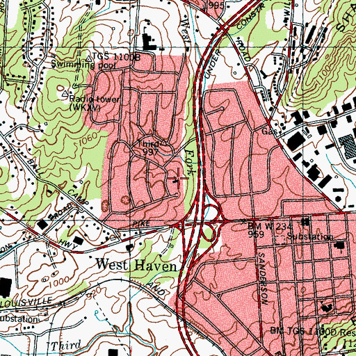 Topographic Map of Basswood Baptist Church, TN
