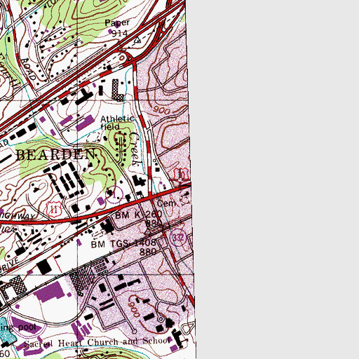 Topographic Map of Bearden Shopping Centery, TN