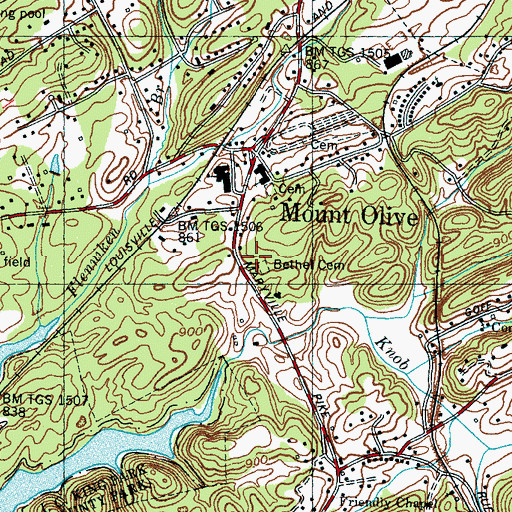Topographic Map of Bethel Church (historical), TN