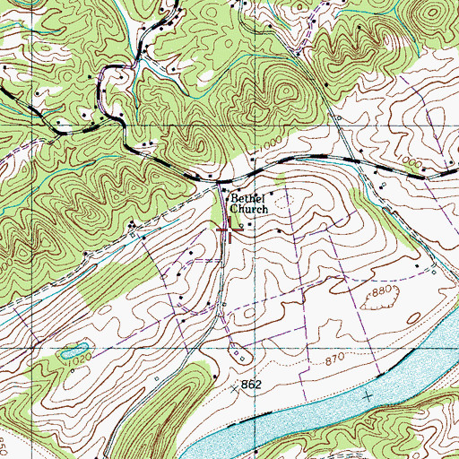 Topographic Map of Bethel School (historical), TN