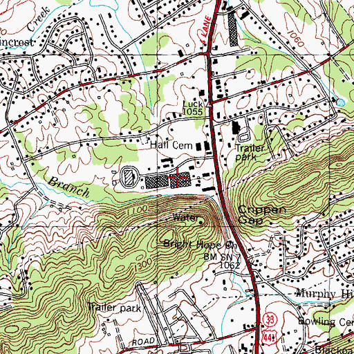 Topographic Map of Big Oak Shopping Center, TN