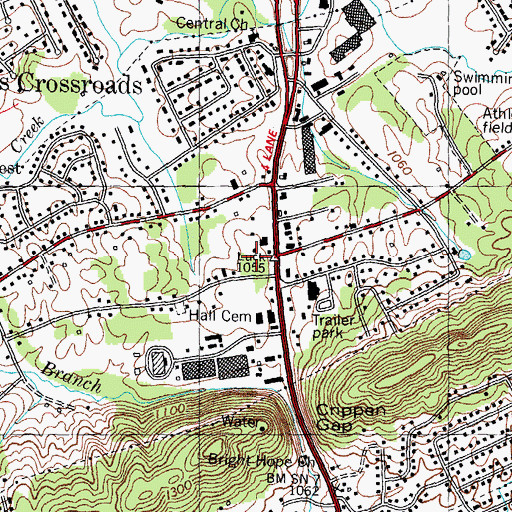 Topographic Map of Black Oak Plaza Shopping Center, TN