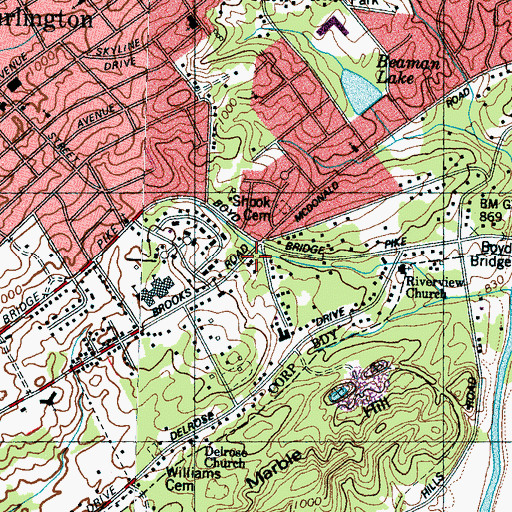 Topographic Map of Brooks Road Church (historical), TN