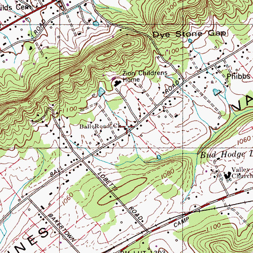 Topographic Map of Byington Church, TN