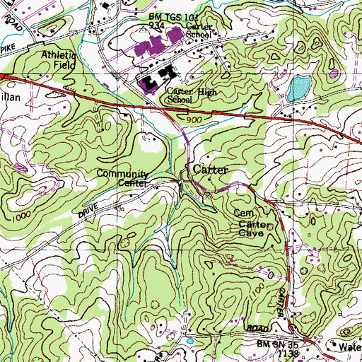 Topographic Map of Carter Mill (historical), TN