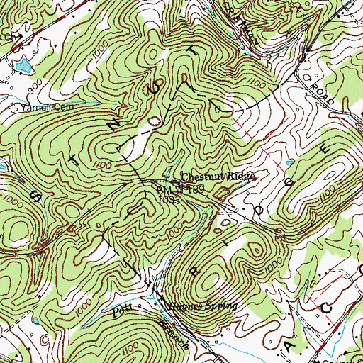 Topographic Map of Chestnut Ridge, TN