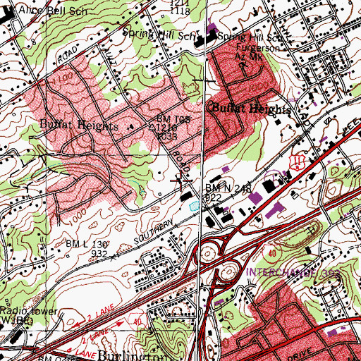 Topographic Map of Church of Christ, TN