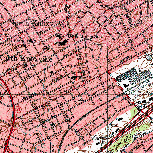 Topographic Map of City View Baptist Church, TN
