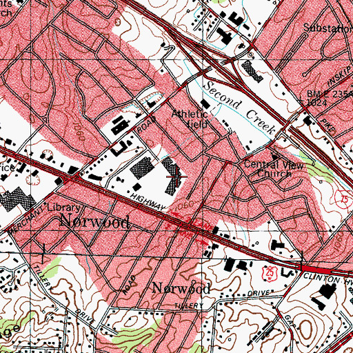 Topographic Map of Clinton Plaza Shopping Center, TN