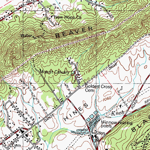 Topographic Map of Dante Dale School (historical), TN