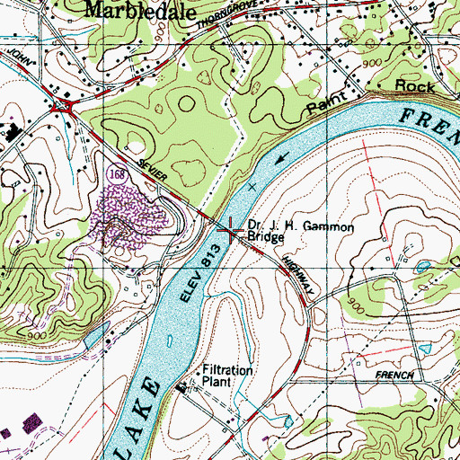Topographic Map of Doctor J H Gammon Bridge, TN