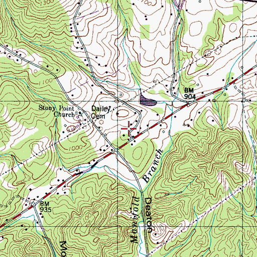Topographic Map of East Stony Point School (historical), TN