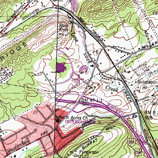 Topographic Map of East Towne Mall Shopping Center, TN