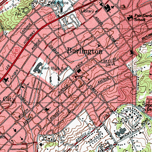 Topographic Map of Emmanuel United Presbyterian Church, TN