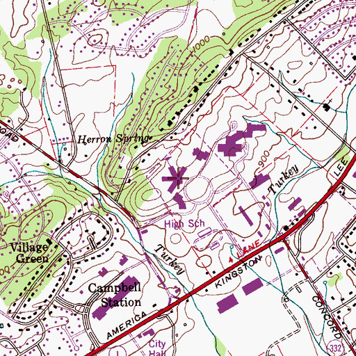 Topographic Map of Farragut High School, TN