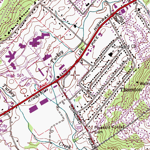 Topographic Map of Farragut Intermediate School, TN